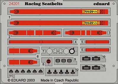 Eduard-Models Racing Car Seatbelts Sabelt 6-Points Red Plastic Model Vehicle Accessory 1/24 #24201