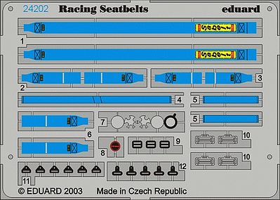 Eduard-Models Racing Car Seatbelts Sabelt 6-Points Blue Plastic Model Vehicle Accessory 1/24 #24202