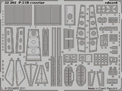 Eduard-Models P51D Exterior for Tamiya Plastic Model Aircraft Accessory 1/32 Scale #32302