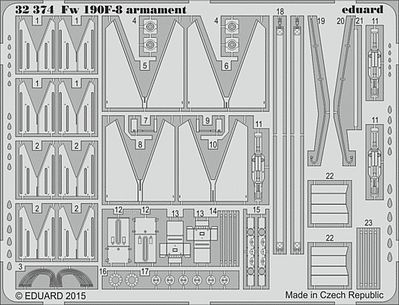 Eduard-Models Fw190F8 Armament for Revell Plastic Model Aircraft Accessory 1/32 Scale #32374