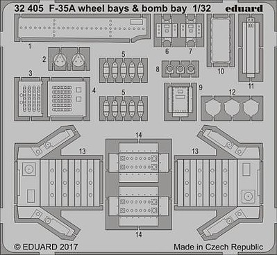 Eduard-Models F35A Wheel & Bomb Bays for ITA Plastic Model Aircraft Accessory 1/32 #32405