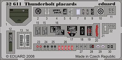 Eduard-Models Aircraft- P47D Thunderbolt Placards Plastic Model Aircraft Accessory 1/32 Scale #32611