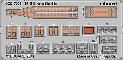 Eduard-Models Aircraft- P51 Seatbelts Plastic Model Aircraft Accessory 1/32 Scale #32731