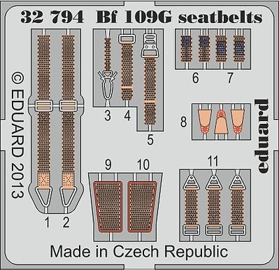 Eduard-Models Bf109G Seatbelts Plastic Model Aircraft Accessory 1/32 Scale #32794
