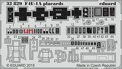 Eduard-Models F4U1A Placards for Tamiya Plastic Model Aircraft Accessory 1/32 Scale #32829