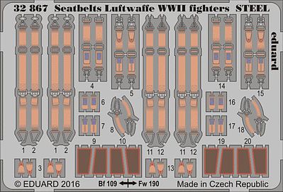 Eduard-Models WWII Luftwaffe STEEL Fighter Seatbelts Plastic Model Aircraft Accessory 1/32 Scale #32867