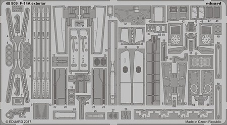 Eduard-Models F14A Exterior Detail for Tamiya Plastic Model Aircraft Accessory 1/48 Scale #48909