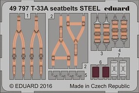 Eduard-Models T33A Steel Seatbelts for LNR (Painted) Plastic Model Aircraft Accessory 1/48 Scale #49797