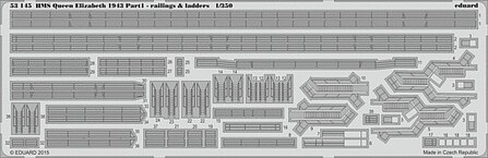Eduard-Models HMS Queen Elizabeth 1943 Pt.1 Railing & Ladders Plastic Model Ship Accessory 1/350 #53145