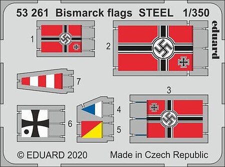 Eduard-Models Bismarck Flags Steel for Trumpeter (Painted) Plastic Model Ship Accessory 1/350 #53261