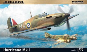 Eduard-Models WWII Hurricane Mk I British Fighter Plastic Model Airplane Kit 1/72 Scale #7099