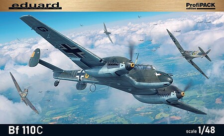 Eduard-Models WWII Bf110C Heavy Fighter (Profi-Pack) Plastic Model Airplane Kit 1/48 Scale #8209