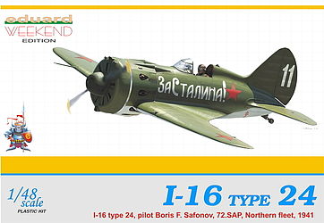 Eduard-Models I16 Type 24 Fighter 72.SAP Northern Fleet 1941 Plastic Model Airplane Kit 1/48 Scale #8468
