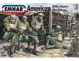 Emhar-squadron WWI American Doughboys Infantry Plastic Model Military Figure Kit 1/35 Scale #3509
