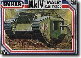 Emhar-squadron WWI British Male Mk IV Tank Plastic Model Military Vehicle Kit 1/35 Scale #4001