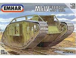 Emhar-squadron WWI Female Mk IV Tank Plastic Model Military Vehicle Kit 1/72 Scale #5002