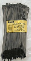 Enkay 100pc Assorted Black Nylon Cable Ties (4'', 8'', 12'', 17''L) (Bagged)