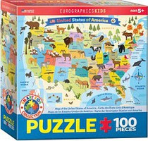 EuroGraphics Illustrated Map of USA Puzzle (100pc)
