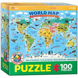 EuroGraphics Illustrated Map of World Puzzle (100pc)