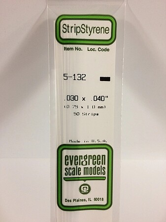 Evergreen .030 X .040 X 14 Polystyrene Strips (50) Model Scratch Building Plastic Strip #5132