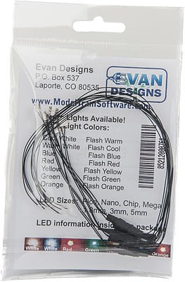 Evans Mega Chip LED High Brightness SMD Style w/8 20.3cm Wire Leads Red 3/16 x 3/16 x 1/16  5 x 5 x 2mm 7-19V AC or DC pkg(5)