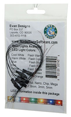 Evans Fast-Flashing Pico Chip LED Blue w/8 20.3cm Wire Leads - 7-19V AC or DC pkg(5)