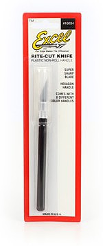 Excel Carded Rite Cut Knife with Safety Cap (Black) Hobby and Plastic Model X-Acto Knife #16034