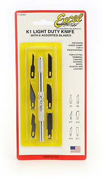 Excel K1 Aluminum Hobby Knife with Assorted Blades Hobby and Plastic Model Cutting Tool #19064