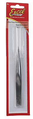 Excel Hollow Handle Fine Point Tweezers 4.75 (Silver) Hobby and Plastic Model Hand Tool #30419
