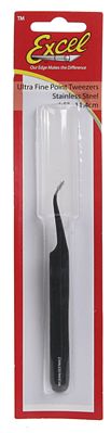 Excel Ultra Fine Slant Point Tweezers 4.5 (Black) Hobby and Plastic Model Hand Tool #30420