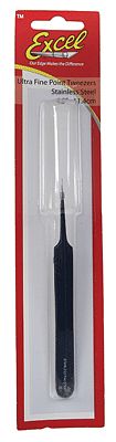 Excel Straight Fine Point Tweezers Blue 4.75 inch Hobby and Plastic Model Hand Tool #30424