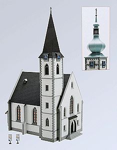 Faller Village Church with 2 Domes Kit HO Scale Model Railroad Building #130490