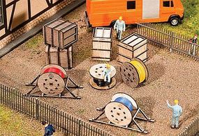 Faller Wood Crates & Cable Reels Kit HO Scale Model Railroad Building Accessory #180617