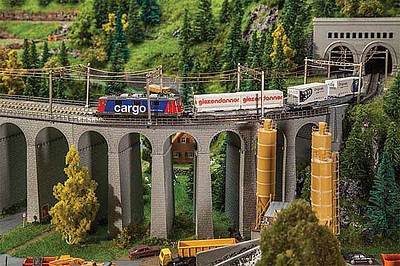 Faller Double-Track Curved Stone Viaduct N Scale Model Railroad Bridge #222598