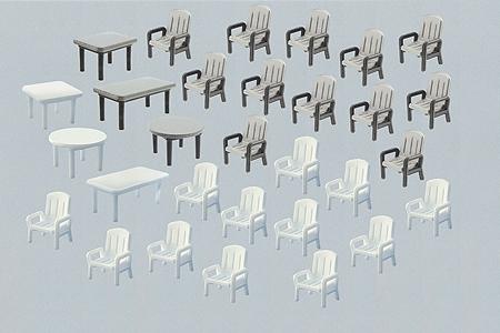 Faller 6 Tables & 24 Patio Chairs N Scale Model Railroad Building Accessory #272441