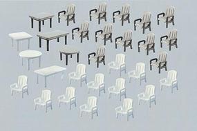 Faller 6 Tables & 24 Patio Chairs N Scale Model Railroad Building Accessory #272441