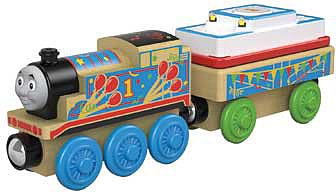 Fisher-Price Birthday Thomas the Tank Engine - Thomas & Friends(TM) Wood 1 (blue, red, white with Balloons, Flags and Cake Car)
