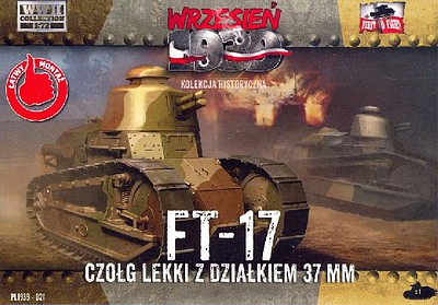 First-To-Fight FT17 Light Tank with Round Turret & 37mm Gun Plastic Model Tank Kit 1/72 Scale #21