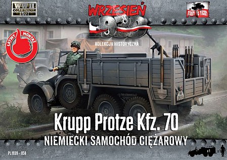 First-To-Fight Krupp Protze Kfz70 Army Truck w/Soldier Plastic Model Military Vehicle Kit 1/72 Scale #58