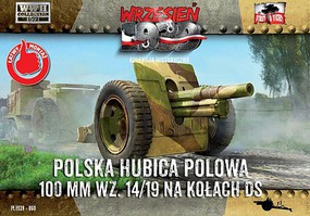 First-To-Fight Skoda 100mm wz 14/19 Polish Howitzer on DS Wheels Plastic Model Weapon Kit 1/72 #60
