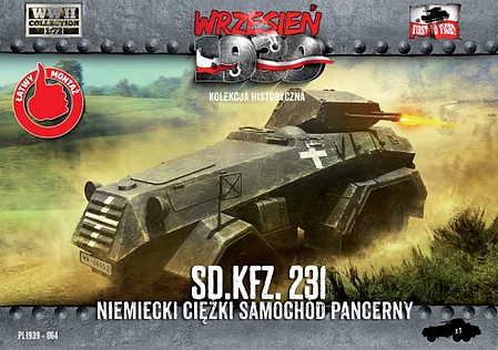 First-To-Fight WWII SdKfz 231 German Heavy Armored Car Plastic Model Military Vehicle Kit 1/72 Scale #64