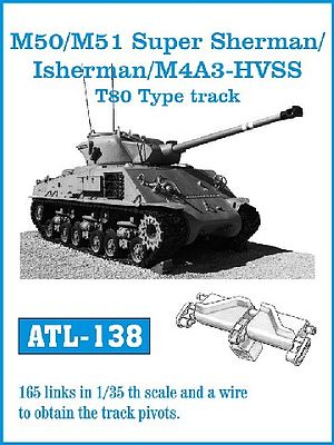 Fruilmodel M50/M51 Super Sherman/Isherman M4A3 HVSS T80-Type Tank Plastic Model Tank Tracks 1/35 #138