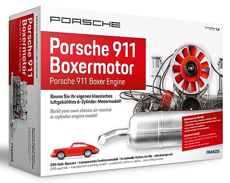 Franzis Visible Working Porsche 911 Boxer Flat-Six Engine w/Sound Plastic Model Engine Kit 1/4 #671400
