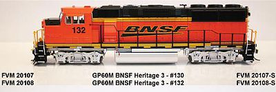 Fox GP60M DC BNSF H3 #130 HO Scale Model Train Diesel Locomotive #20107