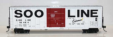 Fox Soo Line-Built 7-Post 50 Plug-Door Boxcar - Ready to Run Soo Line 18464 (white, black, red, Colormark)