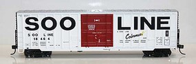 Fox Soo Line-Built 7-Post 50' Plug-Door Boxcar Ready to Run Soo Line 18464 (white, black, red, Colormark)