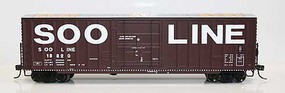 Fox Soo Line-Built 7-Post 50' Plug-Door Boxcar Ready to Run Soo Line 18824 (Boxcar Red, white, Fiberglass Roof Panels)
