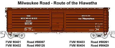 Fox 50 Single-Door Rib-Side Boxcar Milwaukee Road #50429 N Scale Model Train Freight Car #90404
