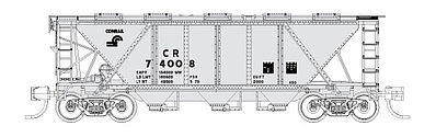 Fox H30 3-Bay Covered Hopper Conrail #74008 (gray, black) N Scale Model Train Freight Car #90519