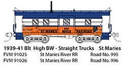 Fox High-Window Rib-Side Caboose St. Maries River RR N Scale Model Train Freight Car #91026